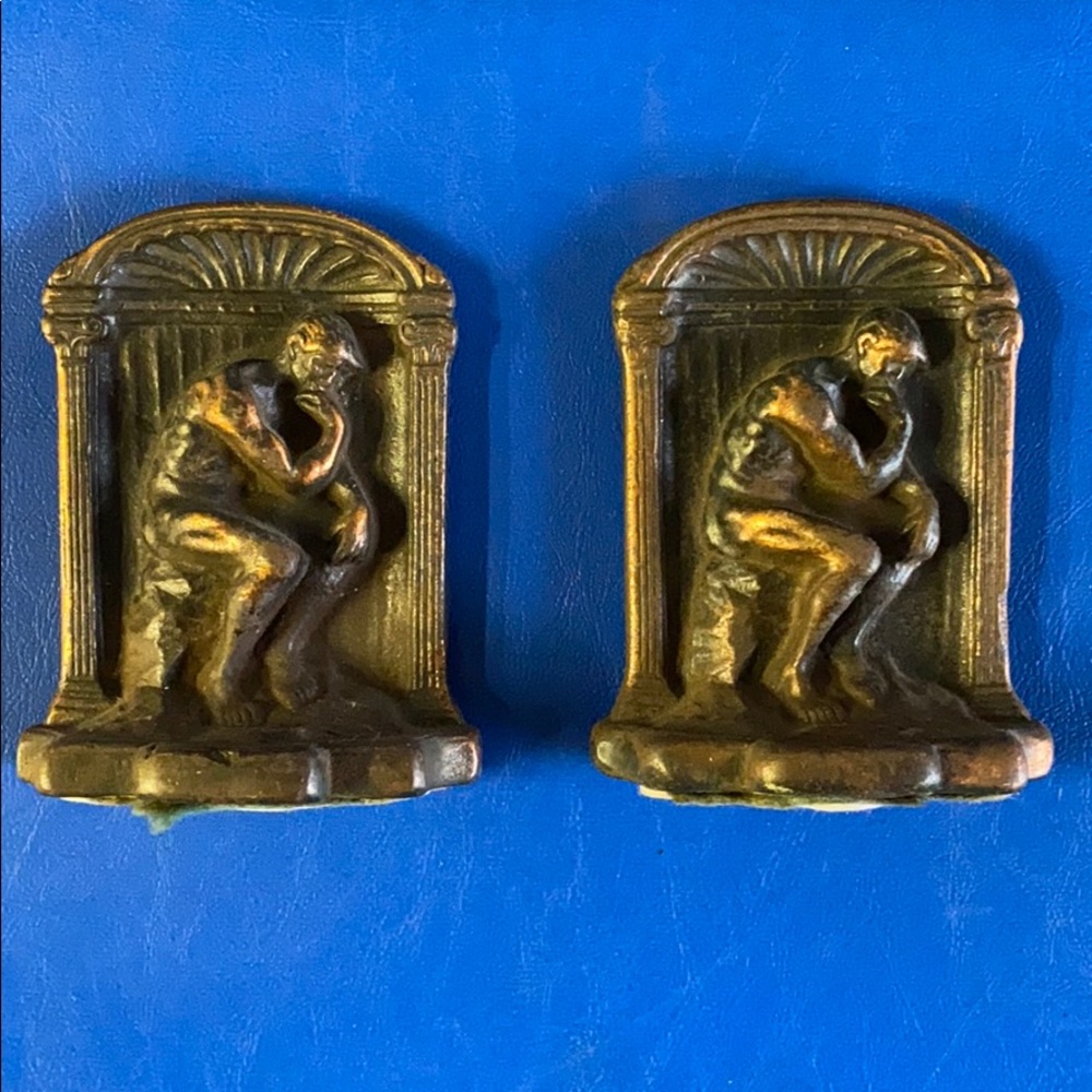 Vintage Cast iron book ends - thinker
